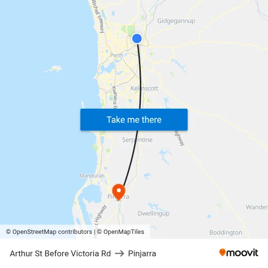 Arthur St Before Victoria Rd to Pinjarra map