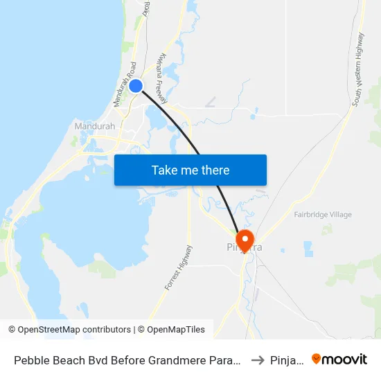 Pebble Beach Bvd Before Grandmere Parade East to Pinjarra map