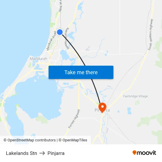 Lakelands Stn to Pinjarra map