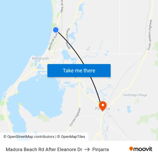 Madora Beach Rd After Eleanore Dr to Pinjarra map