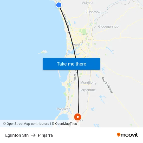 Eglinton Stn to Pinjarra map