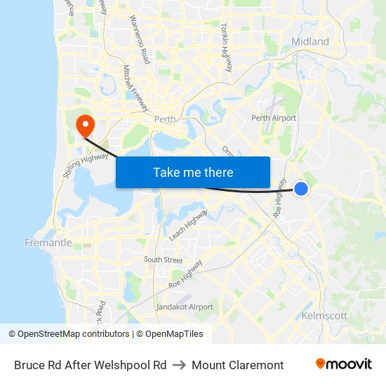 Bruce Rd After Welshpool Rd to Mount Claremont map