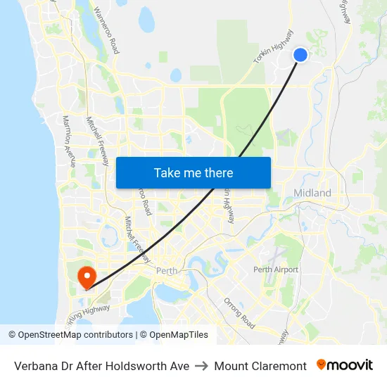 Verbana Dr After Holdsworth Ave to Mount Claremont map