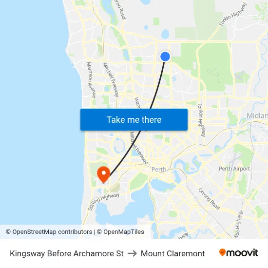 Kingsway   Before Archamore St to Mount Claremont map