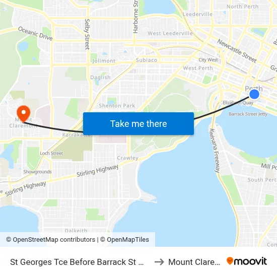 St Georges Tce Before Barrack St Westbound to Mount Claremont map