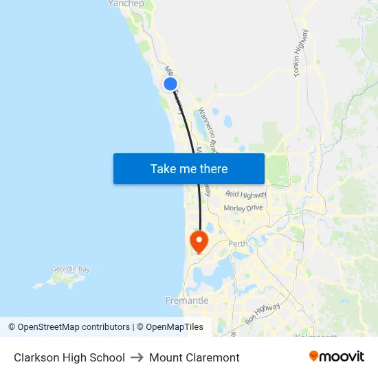 Clarkson High School to Mount Claremont map