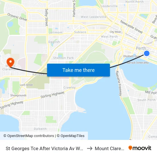 St Georges Tce After Victoria Av Westbound to Mount Claremont map