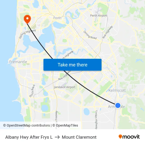 Albany Hwy After Frys L to Mount Claremont map