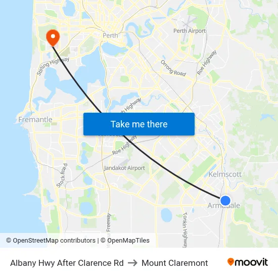 Albany Hwy After Clarence Rd to Mount Claremont map