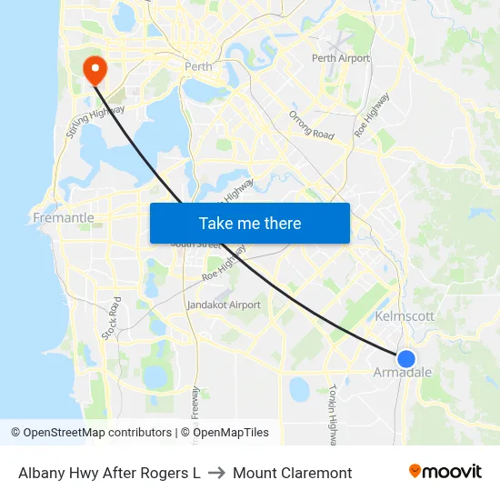 Albany Hwy After Rogers L to Mount Claremont map
