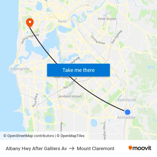 Albany Hwy After Galliers Av to Mount Claremont map