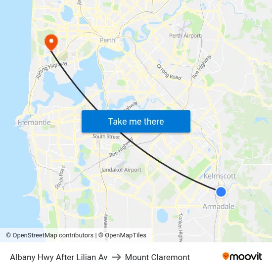 Albany Hwy After Lilian Av to Mount Claremont map