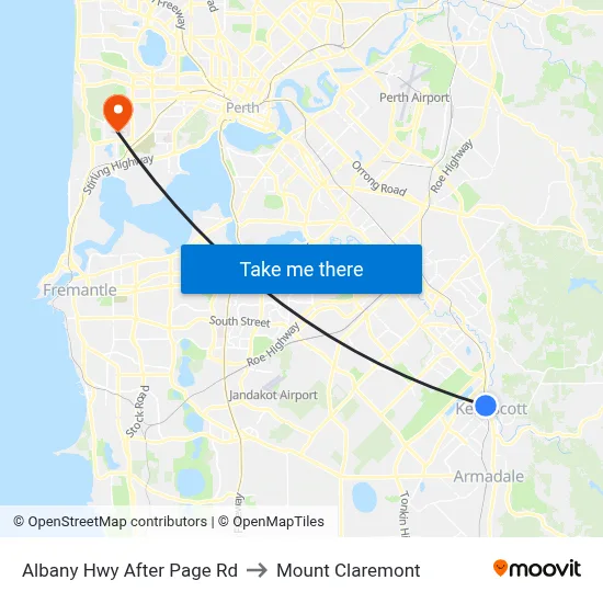 Albany Hwy After Page Rd to Mount Claremont map