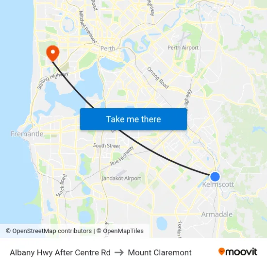Albany Hwy After Centre Rd to Mount Claremont map