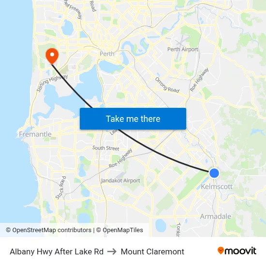 Albany Hwy After Lake Rd to Mount Claremont map