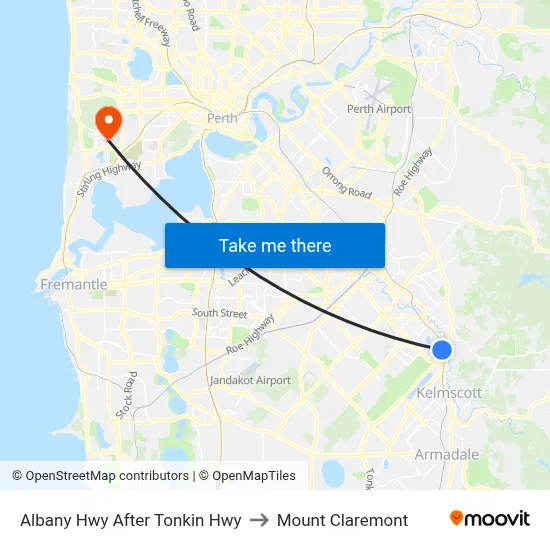 Albany Hwy After Tonkin Hwy to Mount Claremont map