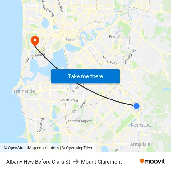 Albany Hwy Before Clara St to Mount Claremont map
