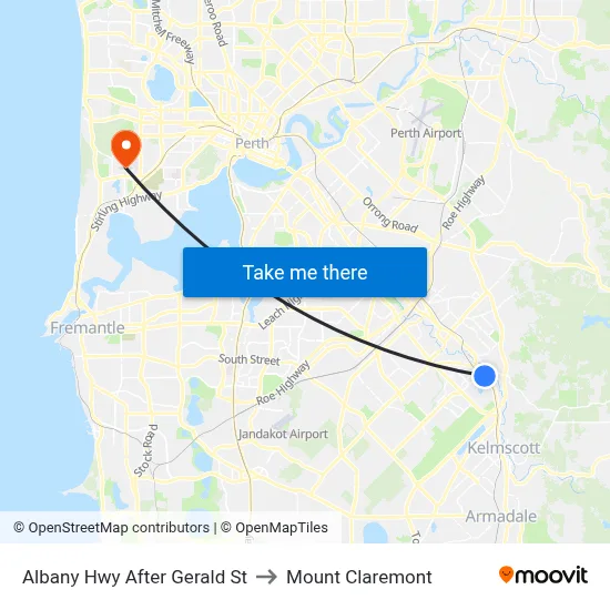 Albany Hwy After Gerald St to Mount Claremont map