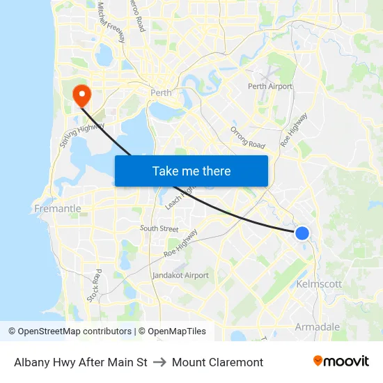 Albany Hwy After Main St to Mount Claremont map
