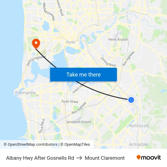 Albany Hwy After Gosnells Rd to Mount Claremont map