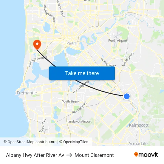 Albany Hwy After River Av to Mount Claremont map