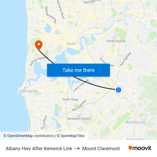 Albany Hwy After Kenwick Link to Mount Claremont map