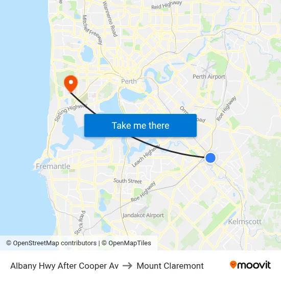 Albany Hwy After Cooper Av to Mount Claremont map