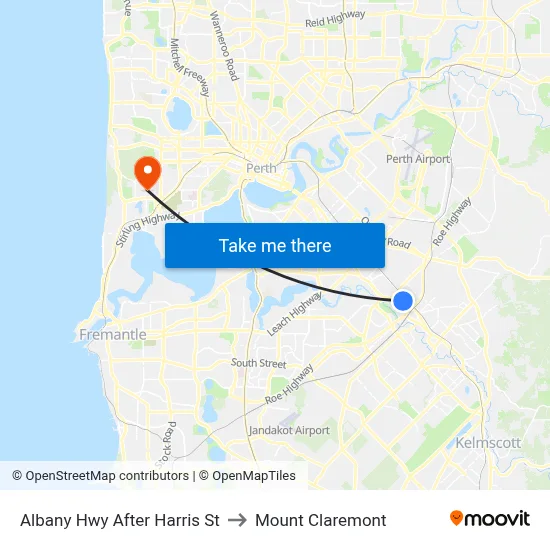 Albany Hwy After Harris St to Mount Claremont map