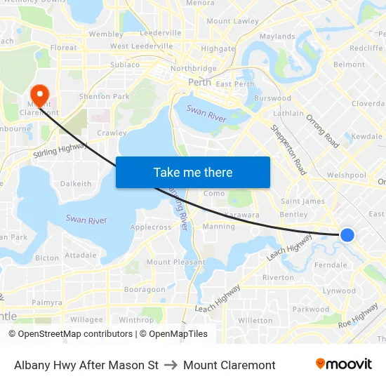 Albany Hwy After Mason St to Mount Claremont map