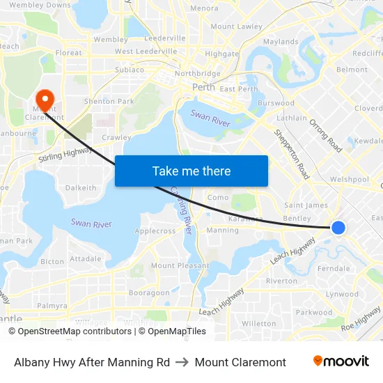 Albany Hwy After Manning Rd to Mount Claremont map