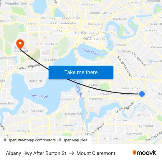 Albany Hwy After Burton St to Mount Claremont map