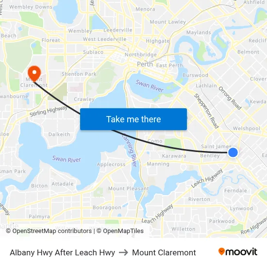 Albany Hwy After Leach Hwy to Mount Claremont map