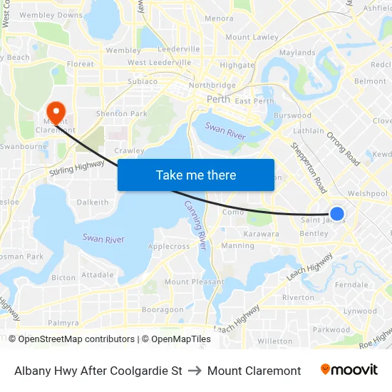 Albany Hwy After Coolgardie St to Mount Claremont map