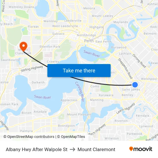 Albany Hwy After Walpole St to Mount Claremont map