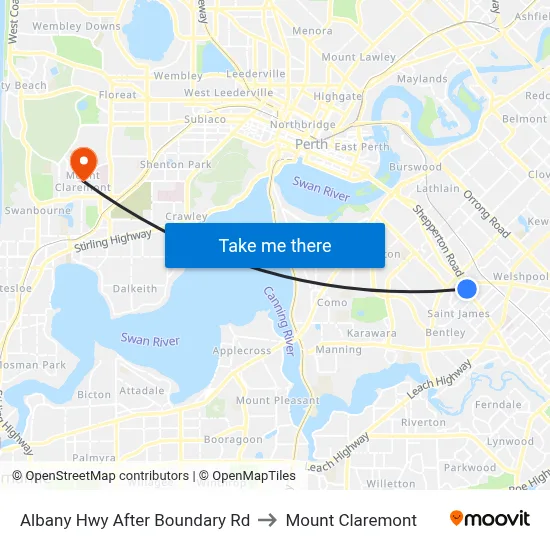 Albany Hwy After Boundary Rd to Mount Claremont map