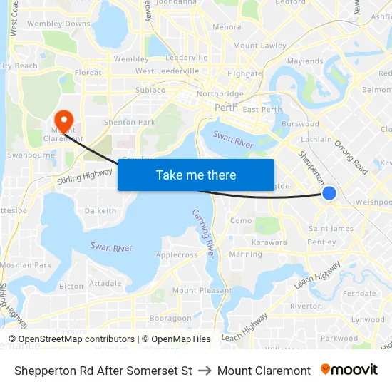 Shepperton Rd After Somerset St to Mount Claremont map