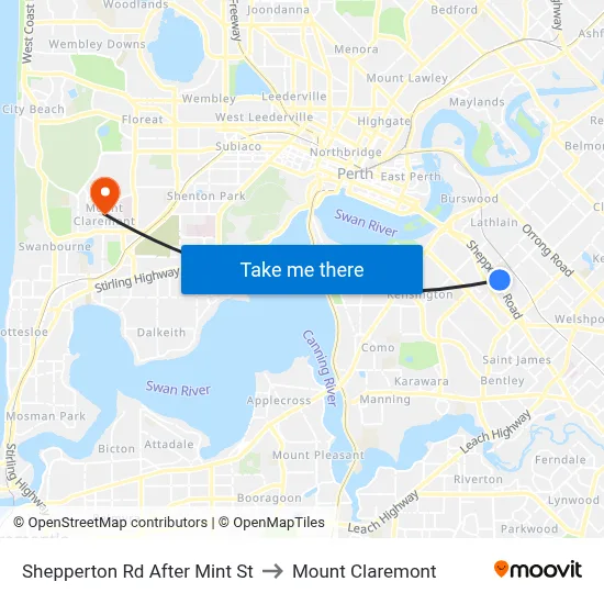 Shepperton Rd After Mint St to Mount Claremont map