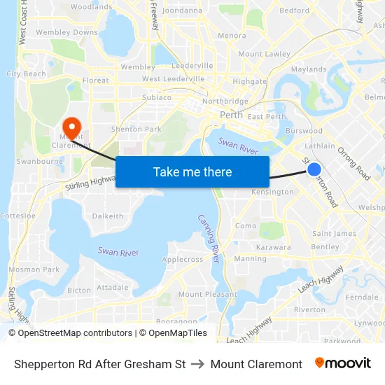 Shepperton Rd After Gresham St to Mount Claremont map