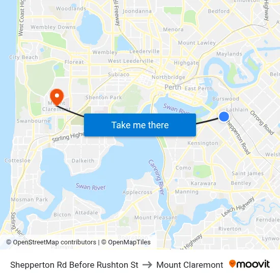 Shepperton Rd Before Rushton St to Mount Claremont map