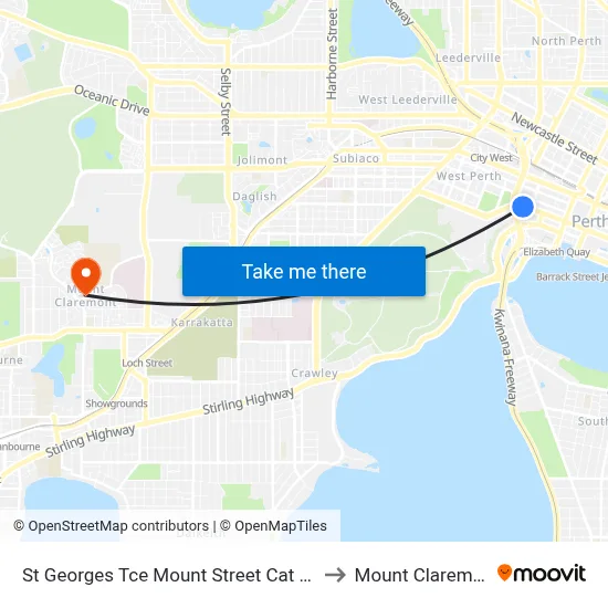 St Georges Tce Mount Street Cat Id 22 to Mount Claremont map