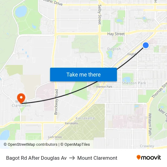 Bagot Rd After Douglas Av to Mount Claremont map