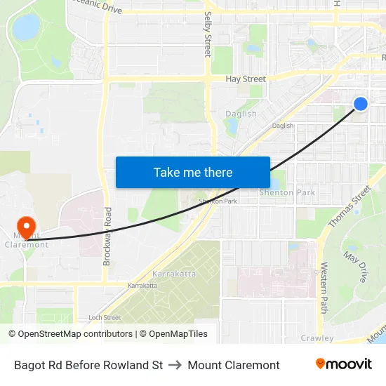 Bagot Rd Before Rowland St to Mount Claremont map
