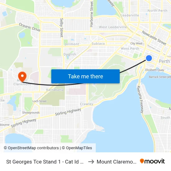 St Georges Tce Stand 1 -  Cat Id 31 to Mount Claremont map