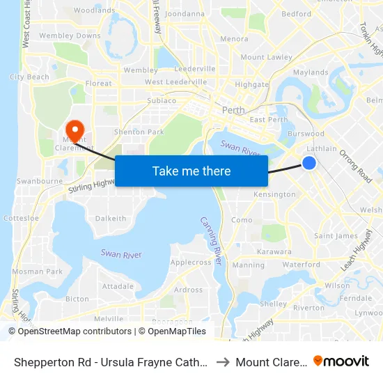 Shepperton Rd - Ursula Frayne Catholic Coll Sen to Mount Claremont map