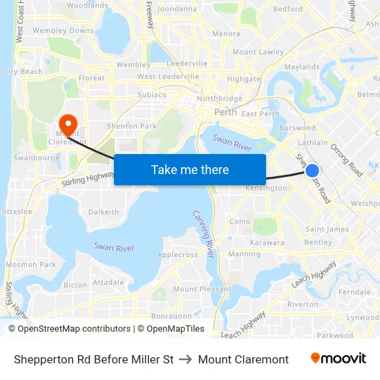 Shepperton Rd Before Miller St to Mount Claremont map