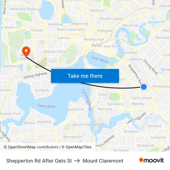 Shepperton Rd After Oats St to Mount Claremont map
