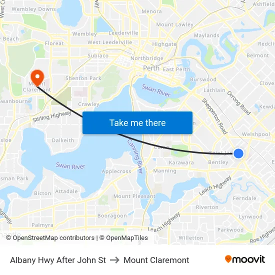 Albany Hwy After John St to Mount Claremont map