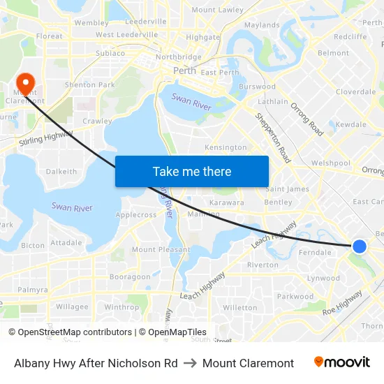 Albany Hwy After Nicholson Rd to Mount Claremont map