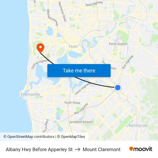 Albany Hwy Before Apperley St to Mount Claremont map