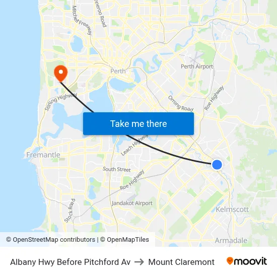 Albany Hwy Before Pitchford Av to Mount Claremont map